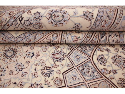 Persian carpet "Nain" 6la with Silk 355x255 cm Beige