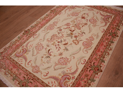 Persian carpet Tabriz with Silk 157x100 cm Beige