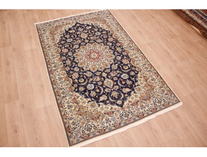 Persian carpet "Nain" 9la with silk 260x165 cm Blue