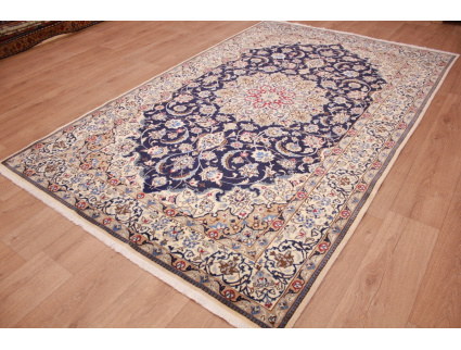 Persian carpet "Nain" 9la with silk 260x165 cm Blue