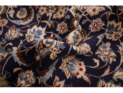 Persian carpet "Nain" 9la with silk 260x165 cm Blue