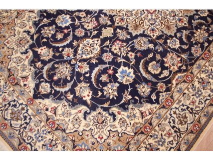 Persian carpet "Nain" 9la with silk 260x165 cm Blue