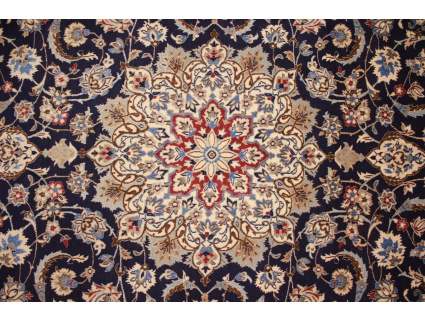 Persian carpet "Nain" 9la with silk 260x165 cm Blue