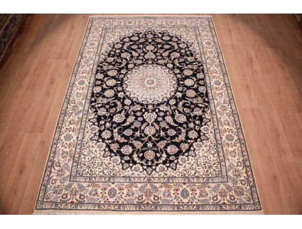 Persian carpet Nain 6la with Silk 312x202 cm Blue