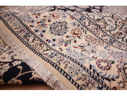 Persian carpet Nain 6la with Silk 312x202 cm Blue