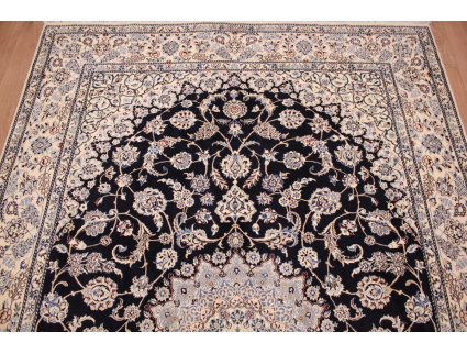 Persian carpet Nain 6la with Silk 312x202 cm Blue