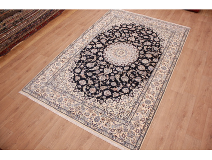 Persian carpet Nain 6la with Silk 312x202 cm Blue