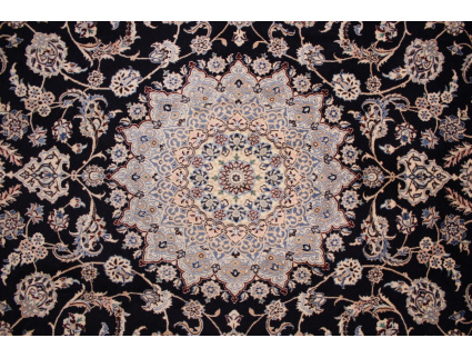 Persian carpet Nain 6la with Silk 312x202 cm Blue