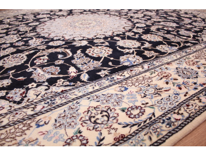 Persian carpet Nain 6la with Silk 312x202 cm Blue