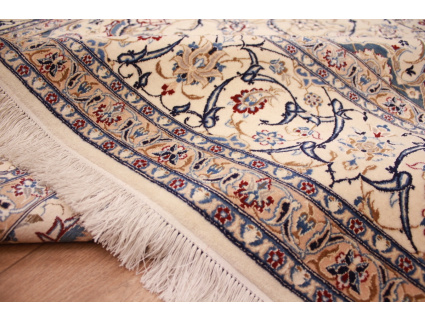 Fine Persian carpet Nain 6la with silk 327x203 cm Beige