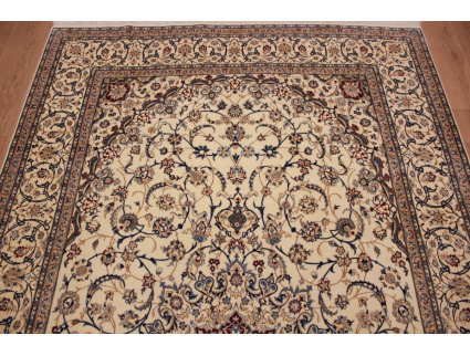 Fine Persian carpet Nain 6la with silk 327x203 cm Beige