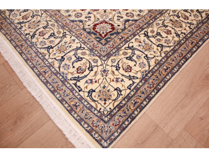 Fine Persian carpet Nain 6la with silk 327x203 cm Beige