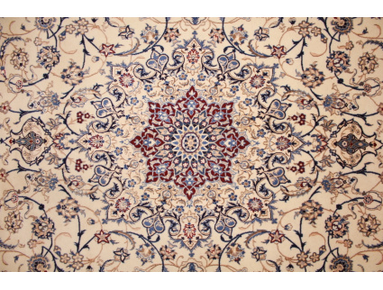 Fine Persian carpet Nain 6la with silk 327x203 cm Beige