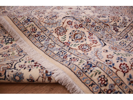 Perser Teppich Nain 6 La mit Seide 295x207 cm Beige