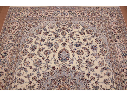 Perser Teppich Nain 6 La mit Seide 295x207 cm Beige