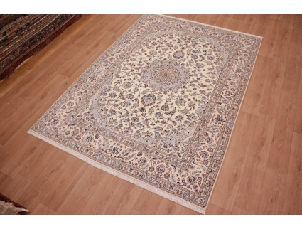 Fine Persian carpet Nain 6la with silk 295x207 cm Beige