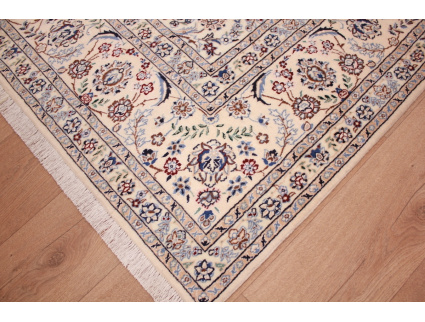 Perser Teppich Nain 6 La mit Seide 295x207 cm Beige