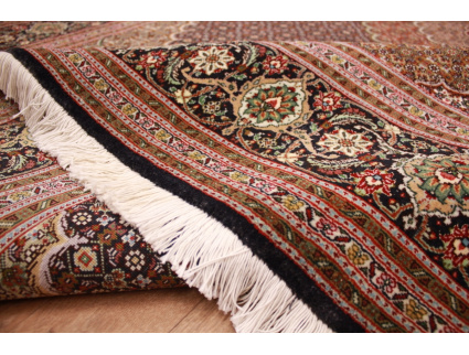 Persian carpet Taabriz Mahi with silk 313x217 cm Black