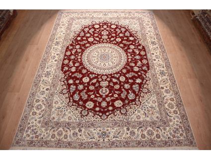 Persian carpet "Nain 6La" with Silk 346x243 cm Red