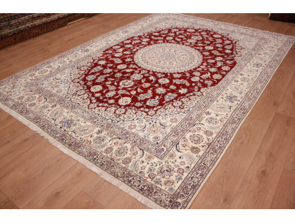 Persian carpet "Nain 6La" with Silk 346x243 cm Red