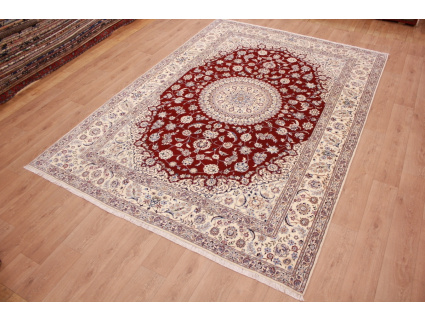 Persian carpet "Nain 6La" with Silk 346x243 cm Red