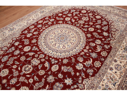 Persian carpet "Nain 6La" with Silk 346x243 cm Red