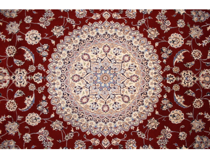 Persian carpet "Nain 6La" with Silk 346x243 cm Red