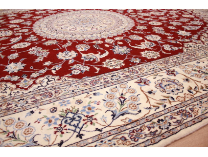 Perserteppich "Nain" 6 La mit Seide 346x243 cm Rot