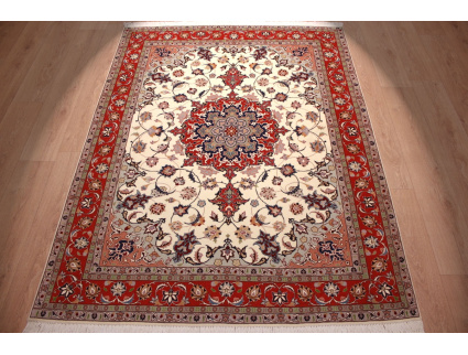 Persian carpet "Taabriz" with Silk 204x156 cm Beige