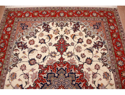 Persian carpet "Taabriz" with Silk 204x156 cm Beige