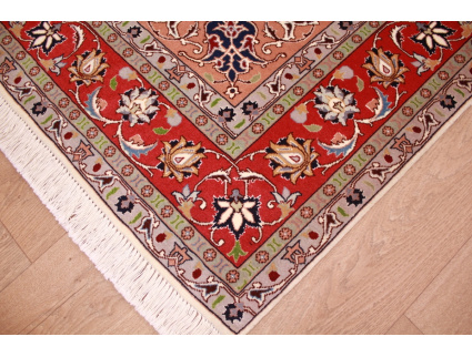 Persian carpet "Taabriz" with Silk 204x156 cm Beige