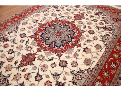 Persian carpet "Taabriz" with Silk 204x156 cm Beige