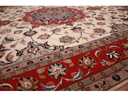 Persian carpet "Taabriz" with Silk 204x156 cm Beige