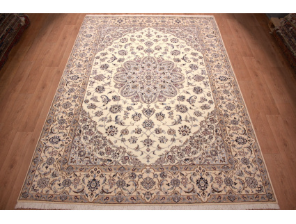 Persian carpet Nain 9la with Silk 355x250 cm Beige