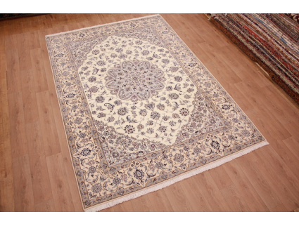 Persian carpet Nain 9la with Silk 355x250 cm Beige