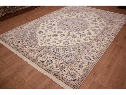 Perserteppich Nain 9la mit Seide 355x250 cm Beige