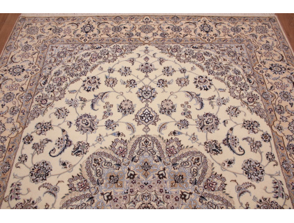 Persian carpet Nain 9la with Silk 355x250 cm Beige