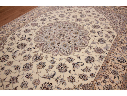 Persian carpet Nain 9la with Silk 355x250 cm Beige