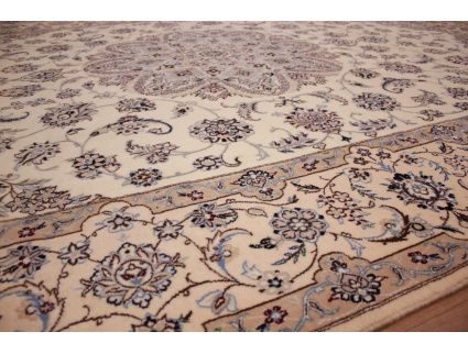 Perserteppich Nain 9la mit Seide 355x250 cm Beige