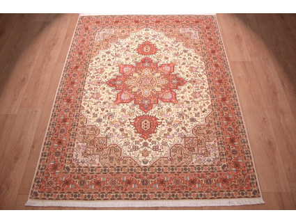 Persian carpet Tabriz with Silk 194x150 cm Beige