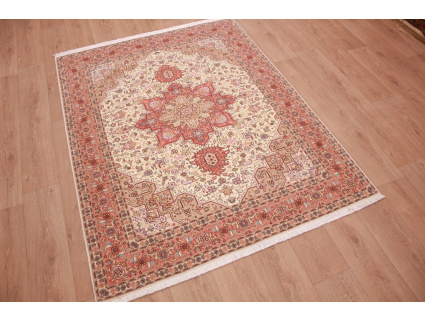 Persian carpet Tabriz with Silk 194x150 cm Beige