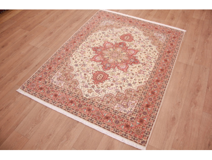 Persian carpet Tabriz with Silk 194x150 cm Beige