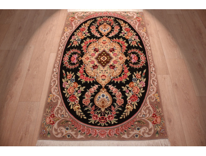 Persian carpet "Isfahan" with silk 160x100 cm Black