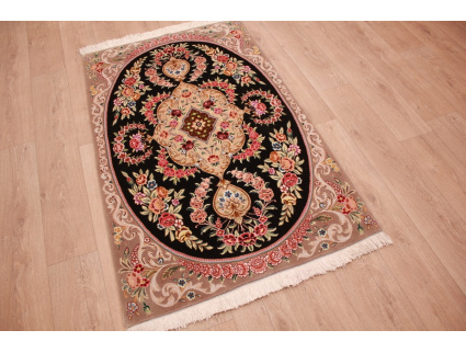 Persian carpet "Isfahan" with silk 160x100 cm Black