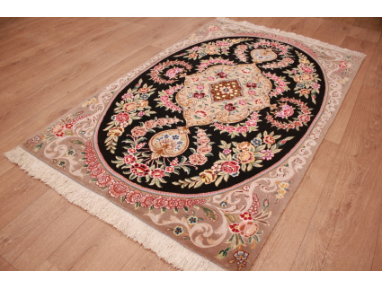 Persian carpet "Isfahan" with silk 160x100 cm Black