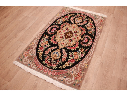 Persian carpet "Isfahan" with silk 160x100 cm Black