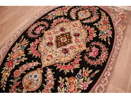 Persian carpet "Isfahan" with silk 160x100 cm Black