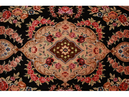 Persian carpet "Isfahan" with silk 160x100 cm Black