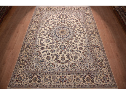 Persian carpet Nain 9la with Silk 356x243 cm Beige