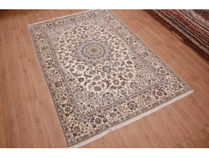 Persian carpet Nain 9la with Silk 356x243 cm Beige